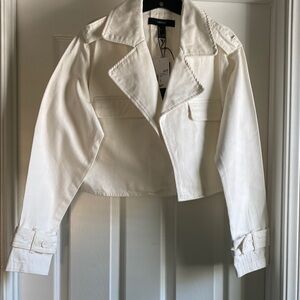 Forever 21 White Cropped Blazer with Notched Lapel